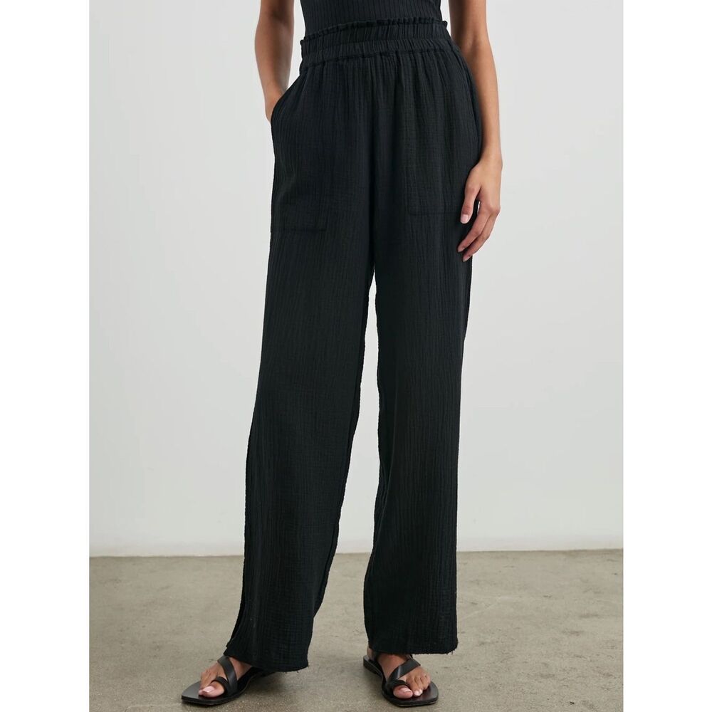 Rails Leon Gauze Black Straight -Leg Pull-On Trousers size Medium